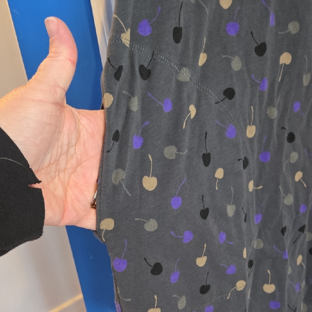 Gray Cherry Print Women's Top - Picture 3 of 5